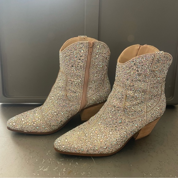 Betsy Johnson Rhinestone Boots - size 10 - worn once - Picture 2 of 9